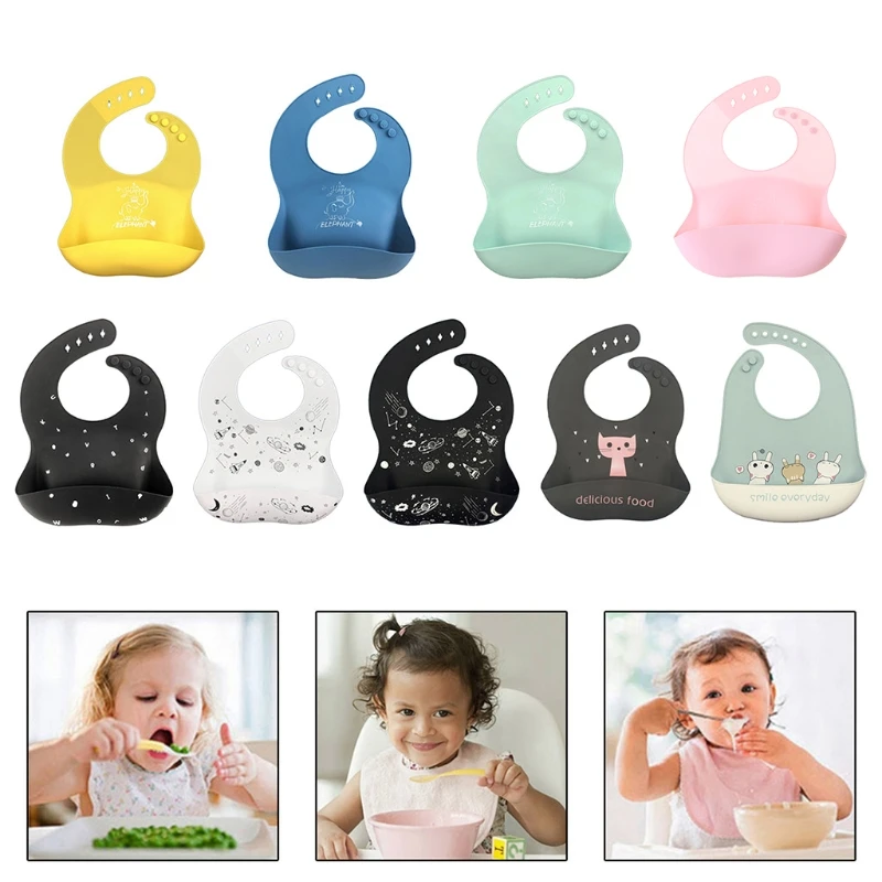 

Infants Adjustable Burp Apron Baby Food Grade Silicone Waterproof Bibs Newborn Boys Girls Feeding Saliva Towel