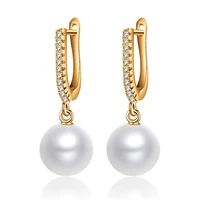 simple natural pearl drop earrings gold silver color crystal zirconia earrings with pearls for women girls party jewelry gifts
