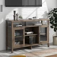 tall wood universal tv stand with open storage for tvs up to 59 flat screen living room storage entertainment center grey