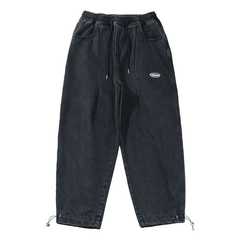 

Plus Size Casual Baggy Jeans Men Loose Hip hop Joggers Streetwear Sport Harem Pants Ankle-Length Denim Trousers