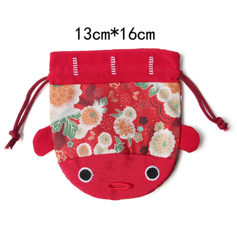 Красная тканевая сумка для украшений moon&piano