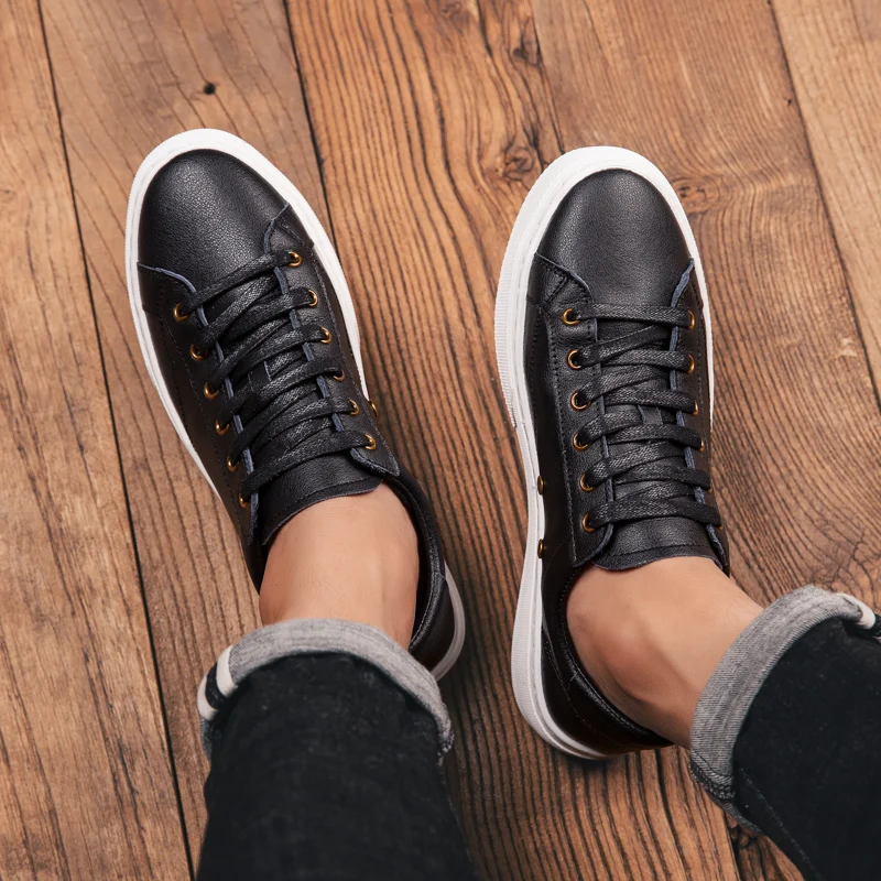 Мужская повседневная обувь Роскошные кроссовки из натуральной коровьей кожи