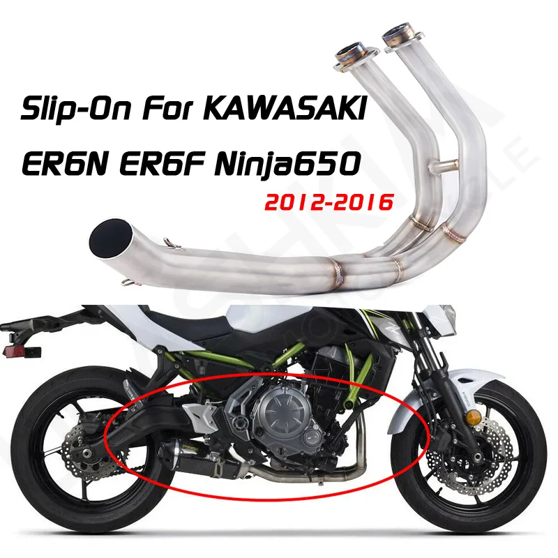 

Motorcycle Full Exhaust Muffler Middle Link Pipe System Slip On For Kawasaki ER6N ER6F NINJA650R 2012-2016 Ninja650 Z650