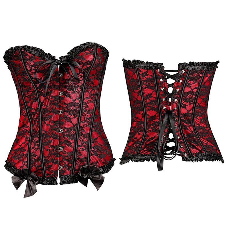 Сексуальный Атласный цветочный Готический корсет на шнуровке с косточками