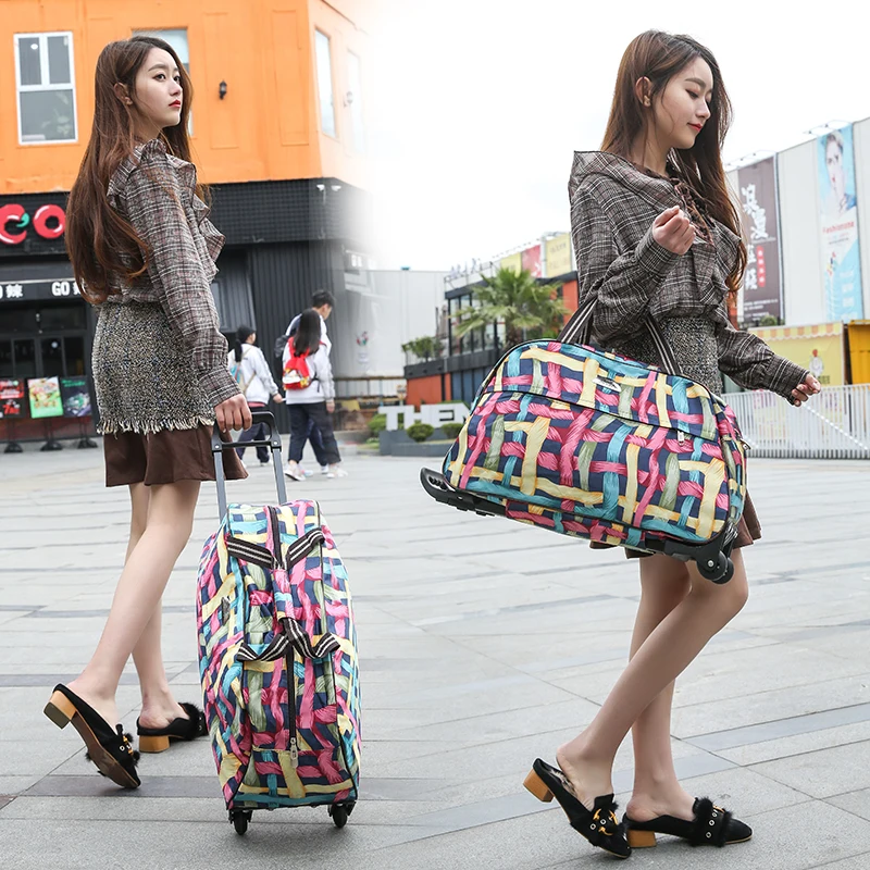 Большая Дорожная сумка на колесиках LADSOUL портативная модная водонепроницаемая