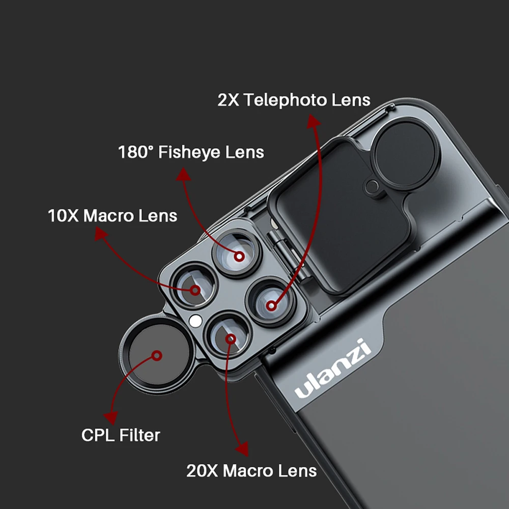 Чехол для телефона Ulanzi 3 в 1 объектив iPhone 11 CPL фильтр/10X/20X Макро/рыбий глаз/2X