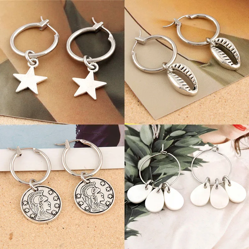 Женские этнические серьги подвески с перьями 1 пара вечерние в виде кружков