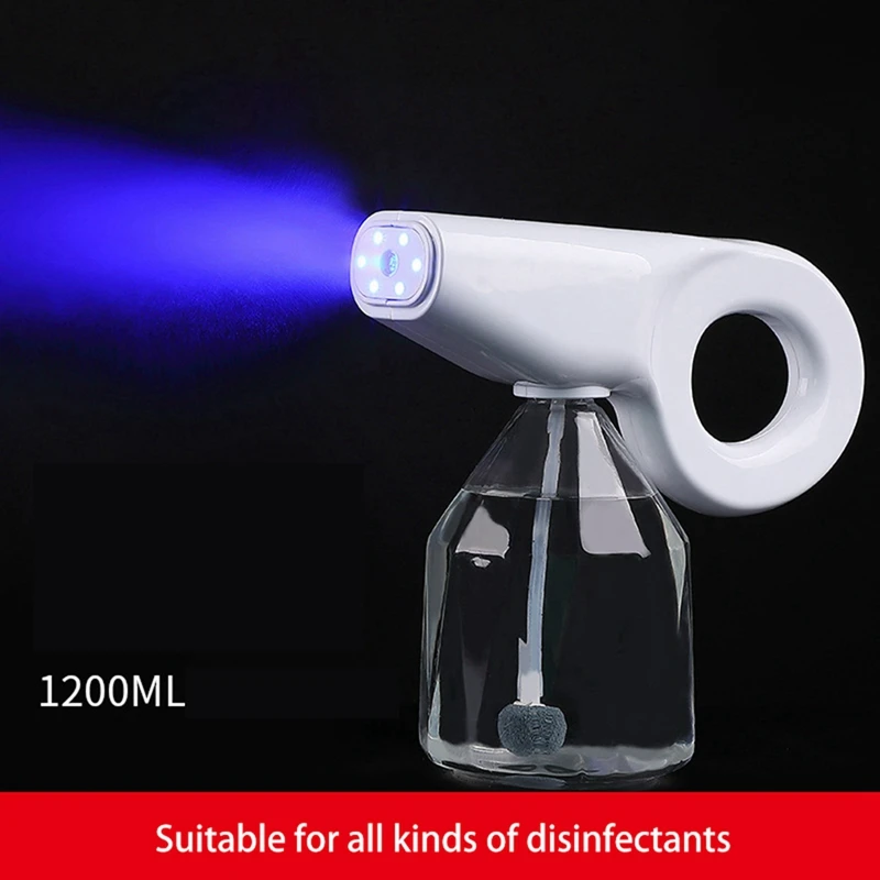 

1200M Wireless Nano Atomization Fogger Machine Blue Light Nano Steam Electric Sprayer Battery Disinfection Household