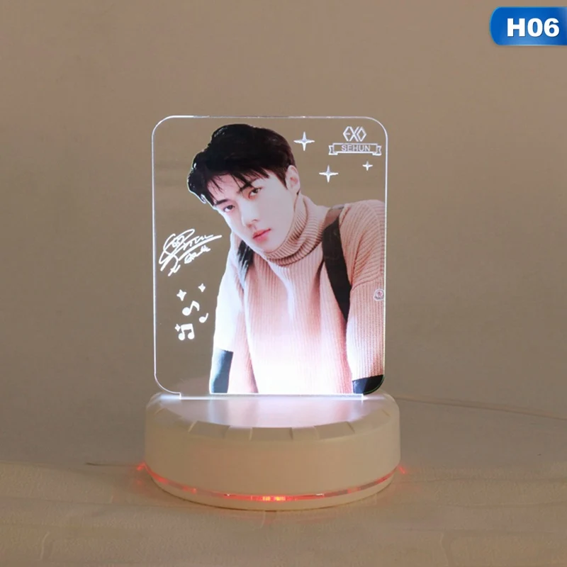 

EXO Members Kawaii Standing Action Figure Acrylic Stand Table Desk Lamp Board Fans Collection Stationery Set
