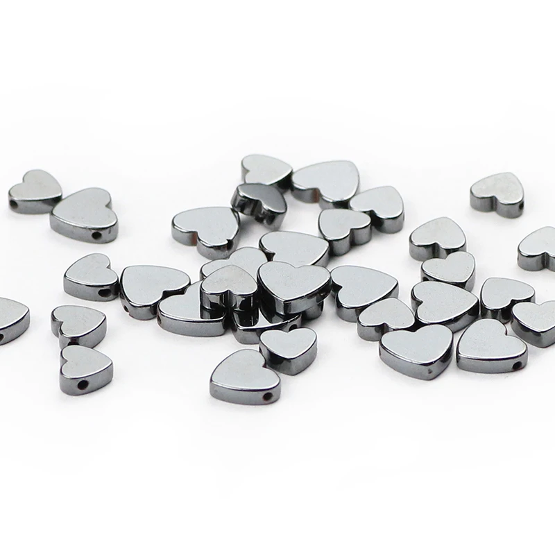 

RBFHYER 6*5mm/8*7mm Love Heart Black Hematite Loose Spacer Beads for Jewelry Making Natural Stone Bead Diy Necklace Bracelets