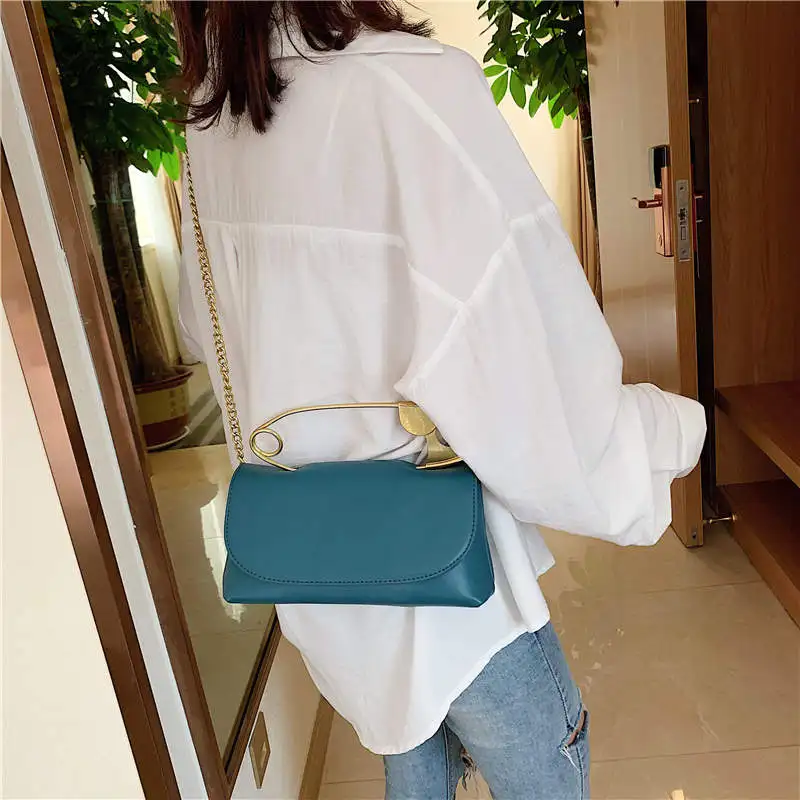 Дизайнерская Большая мягкая Сумочка с булавкой маленькая квадратная сумка через