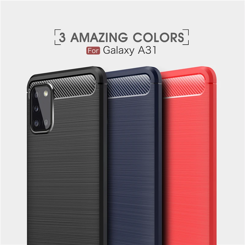 

Carbon Fiber Cover For Samsung Galaxy A31 Case Rubber Bumper Silicone Shockproof Cover For Galaxy A31 Case For Samsung A31 6.4"