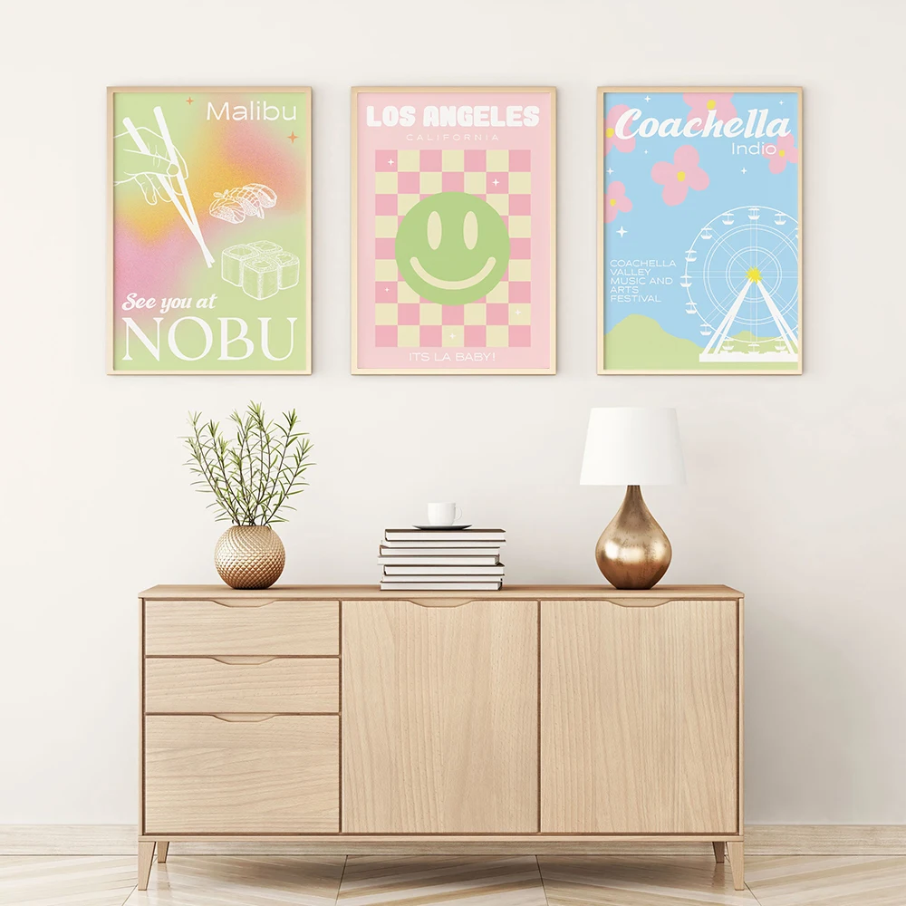 Modern Nordic Poster California Gallery Canvas Painting Smiley Face Art Print Botanical Wall Picture For Living Room Home Decor | Дом и сад