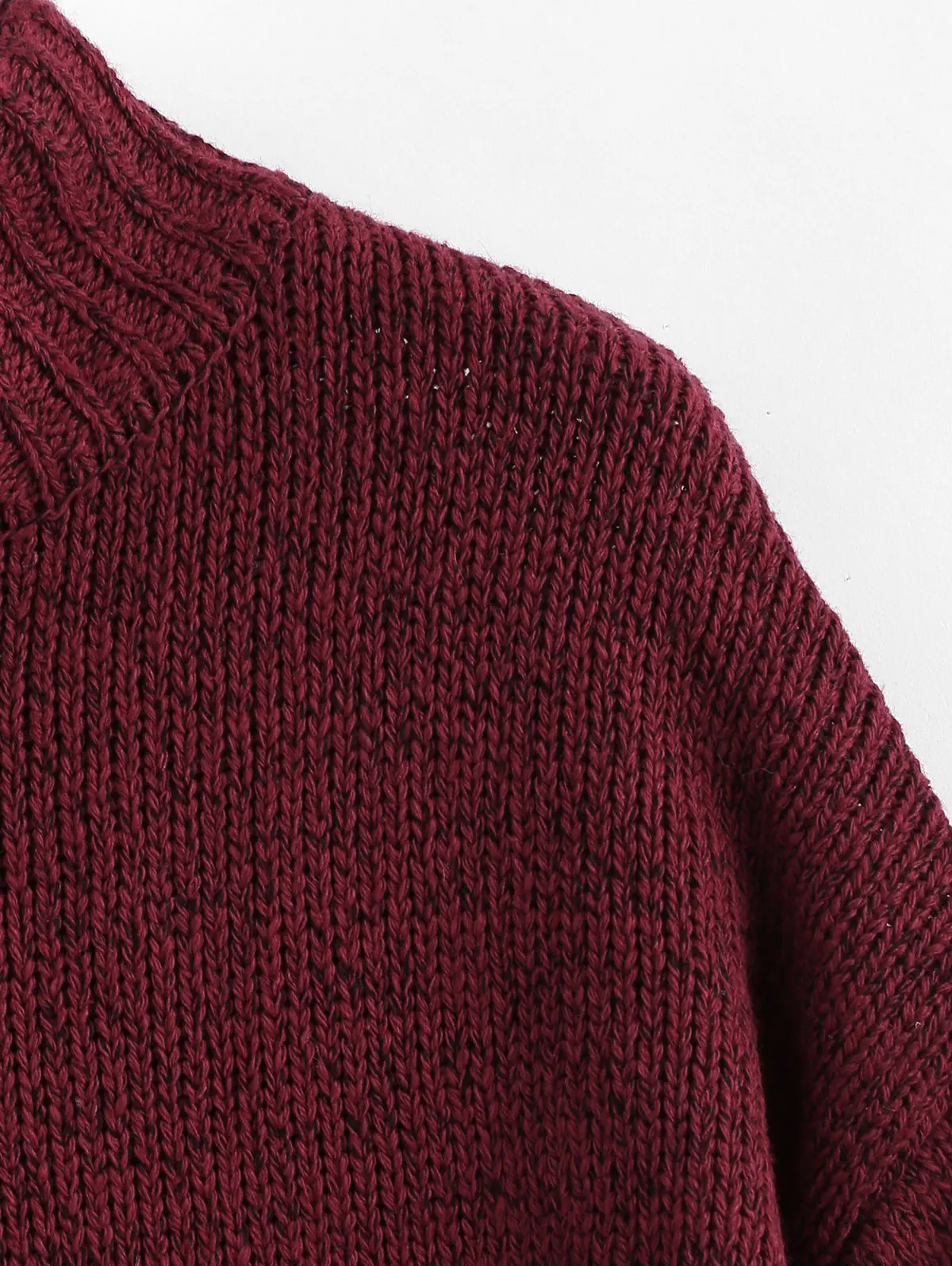 ZAFUL теплый меланжевый пуловер свитер с открытыми плечами круглый вырез длинный