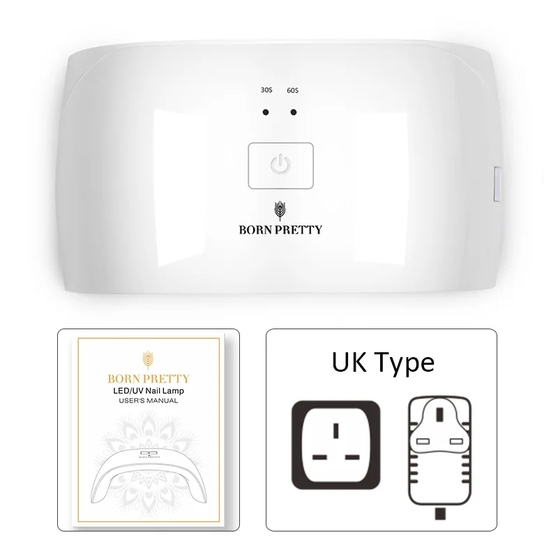 24w White UK Type От BORN PRETTY-светодиодная УФ-лампа для ногтей для сушки всех видов Гель-лак для ногтей 72/48/36/30/24/6W для ногтей Сушилка для ногтей Маникюр нейл-арта - Цвет: 24w White UK Type