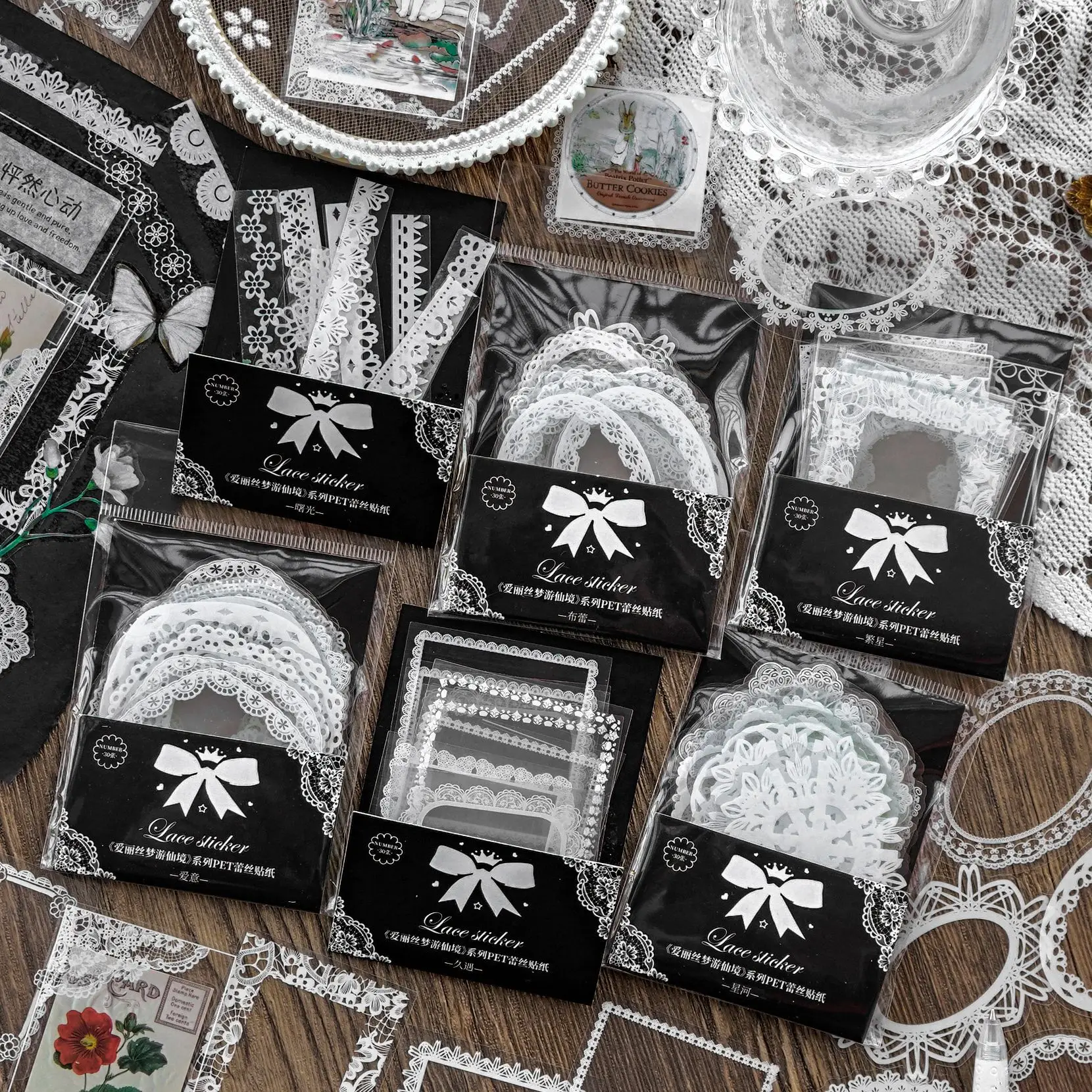 

Creative vintage school student hollow lace stickers girls journal diary photo decoration DIY stickers lot stationery supplies