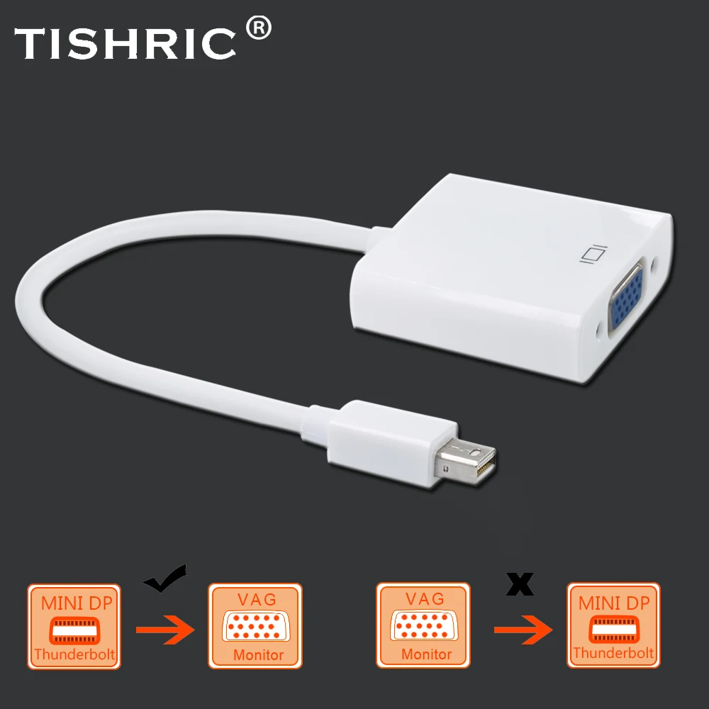 Оригинальный переходник TISHRIC с Mini DP на VGA видеоадаптер 1080P DisplayPort кабель адаптер