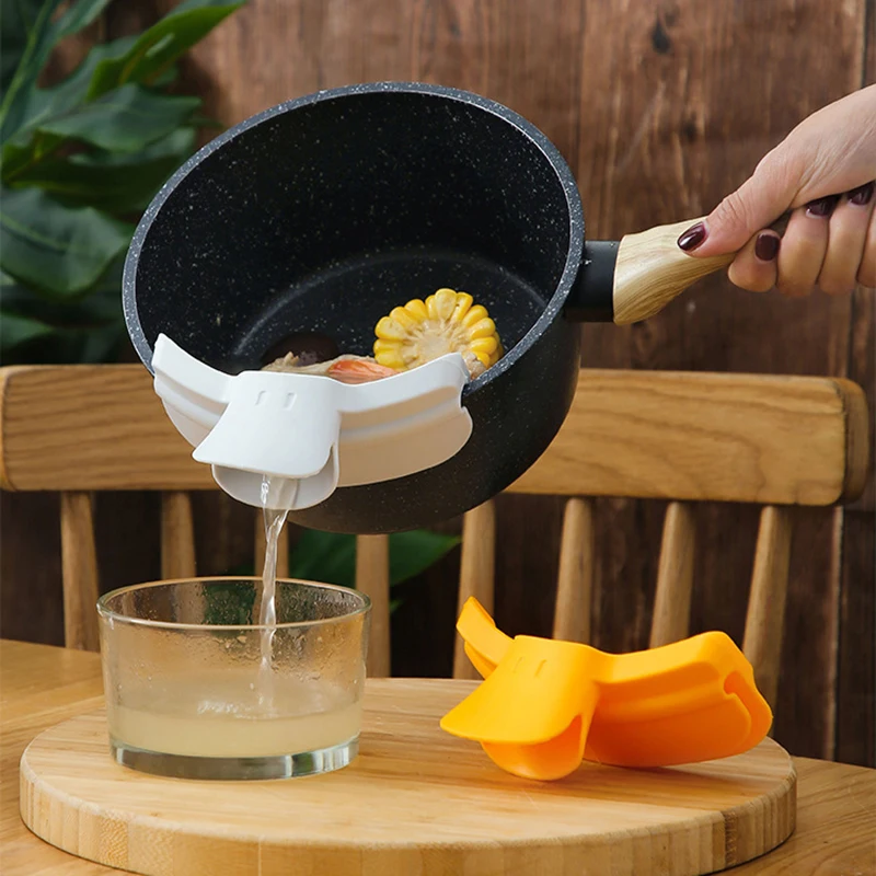 

1/2 PCS Duckbill-shaped Leakproof Liquid Deflector Round Edge Soup Pourer Kitchen Accessory for Pot JS23