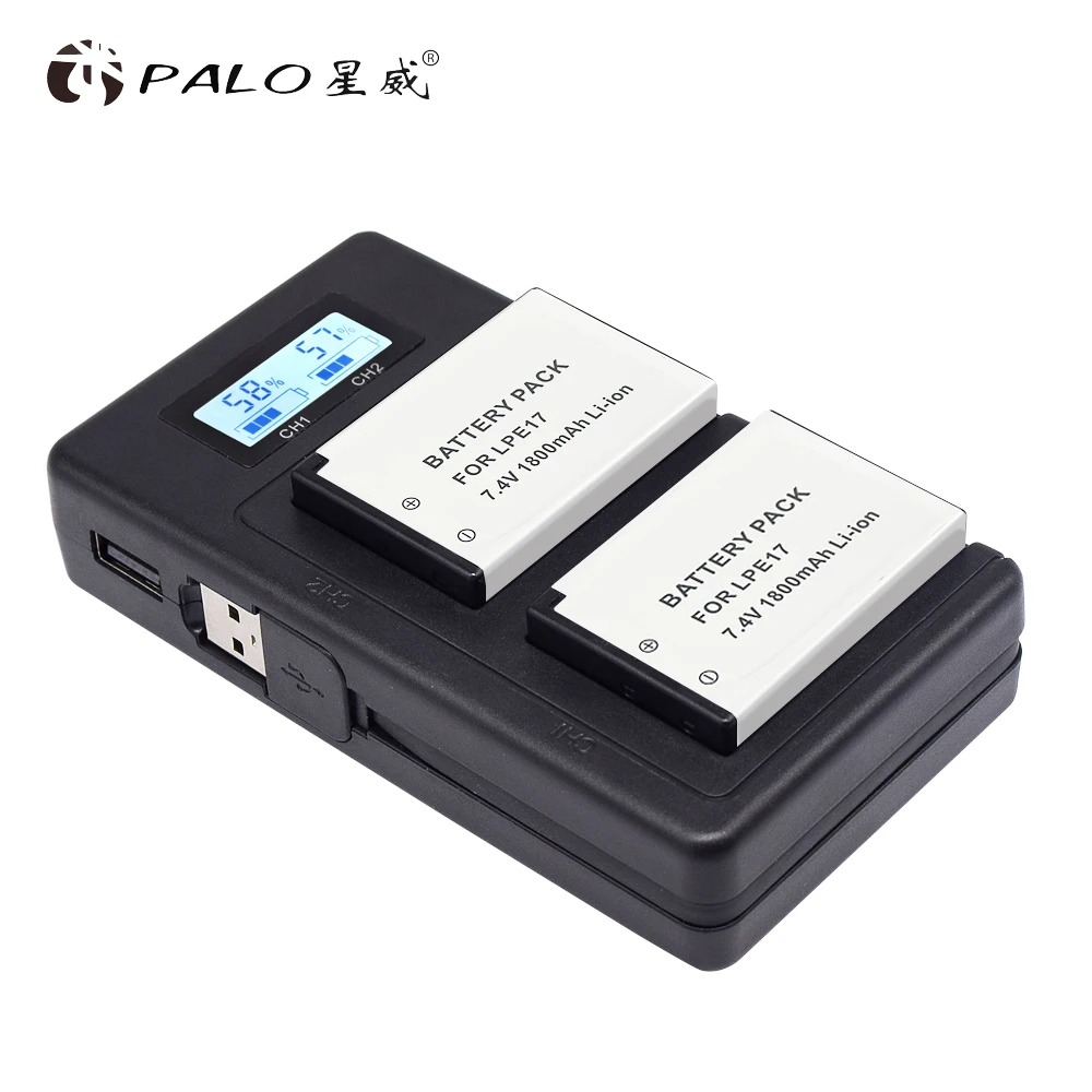 PALO LPE17 LP E17 LCD USB зарядное устройство для Canon EOS 200D M3 M6 750D 760D T6i T6s 800D 8000D Kiss X8i камеры