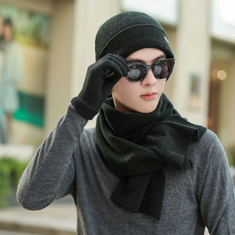 Теплый комплект из 3 предметов зимние шапки шарф перчатки для женщин и мужчин