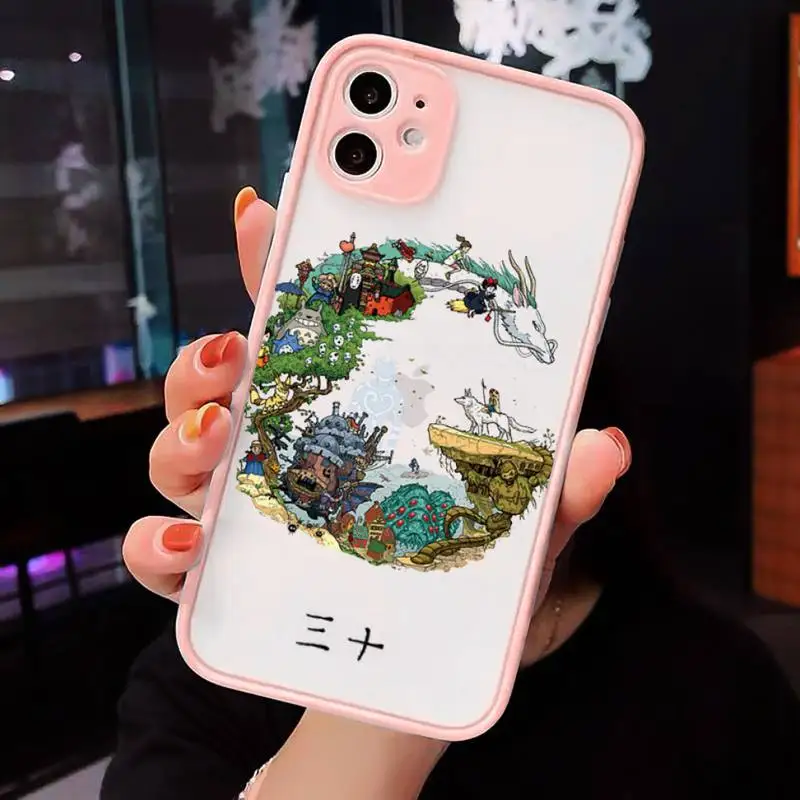 

Totoro Spirited Away Ghibli Miyazaki Cartoon Phone Cases matte transparent For iphone 7 8 11 12 plus mini x xs xr pro max cover