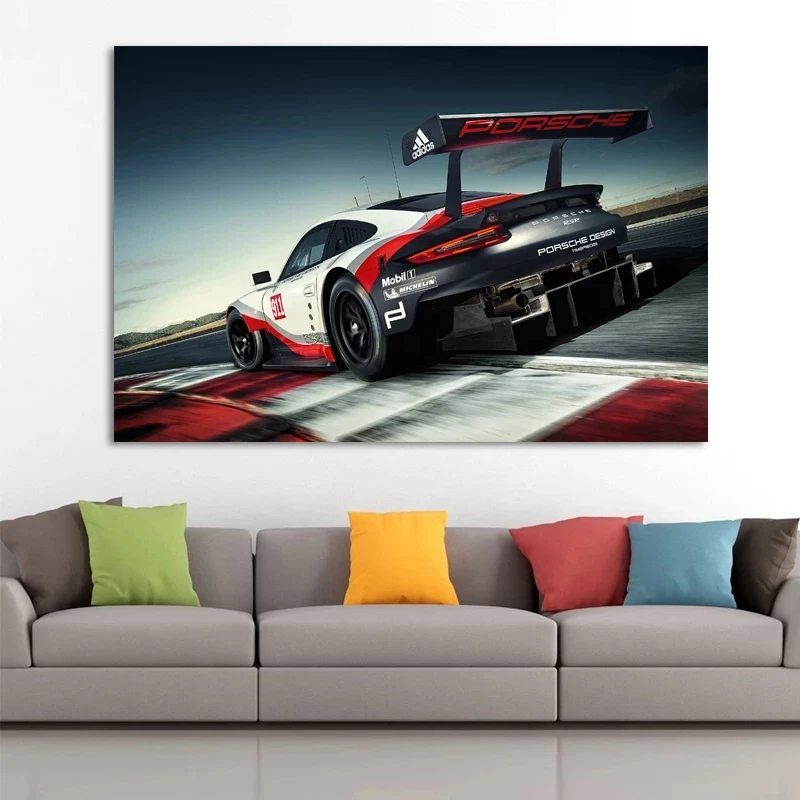 

Porsches 911 RSR Race Car Supercar Posters Home Decor Wall Art Canvas Printed Room Decoration