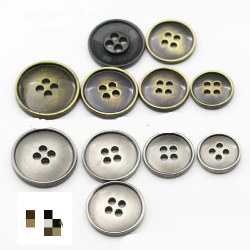 

30 pcs/lot Vintage Bronze Gold Metal Buttons Empty Letter Decoration Designers for Jacket Coat Sewing Accessories
