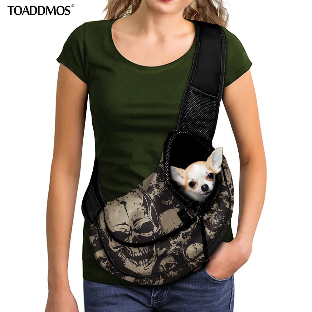 

Готический Череп Прохладный для домашних животных собак и кошек; Рюкзак переноска для отдыха на открытом воздухе Портативный Обувь с дышащей сеткой сумки через плечо сумки универсальная сумка для собак