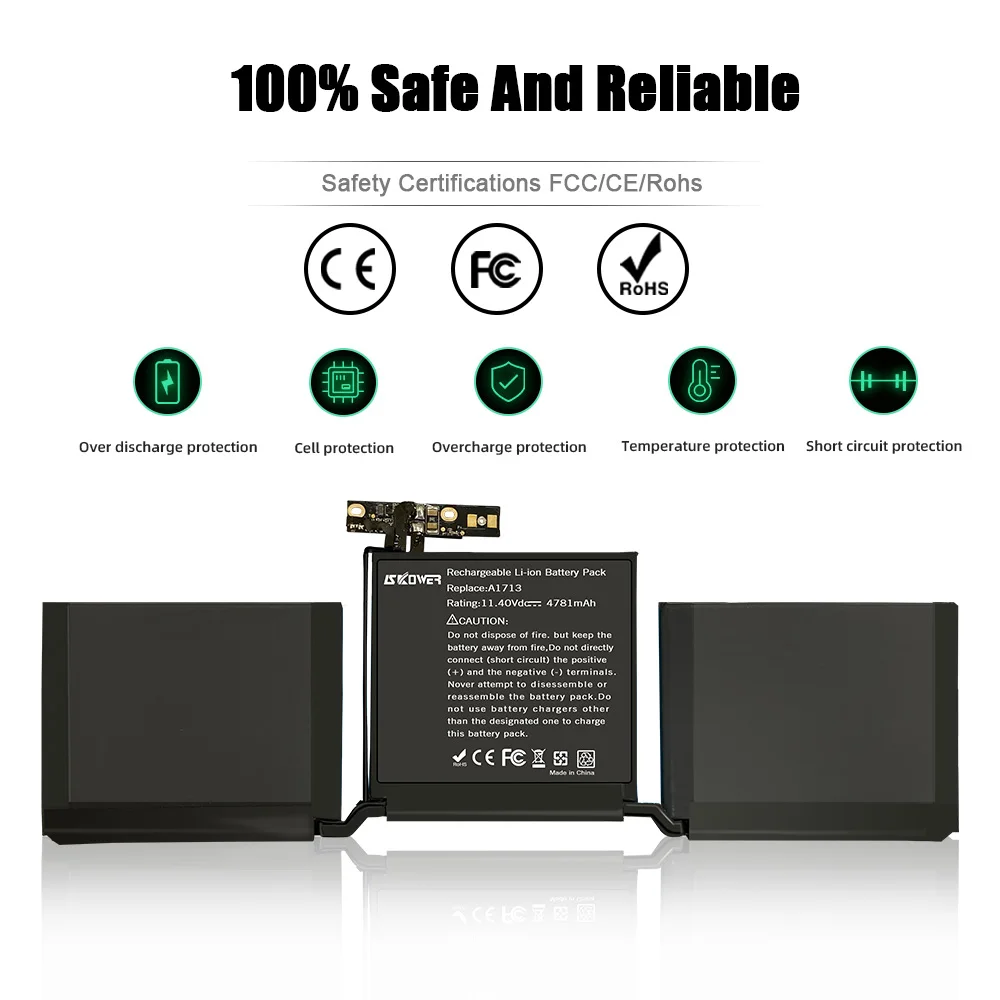 Аккумулятор для ноутбука SKOWER 11 4 V A1713 Apple MacBook 13 &quotA1708 (позже 2016-Mid 2017) EMC 2978 3164 020-00946