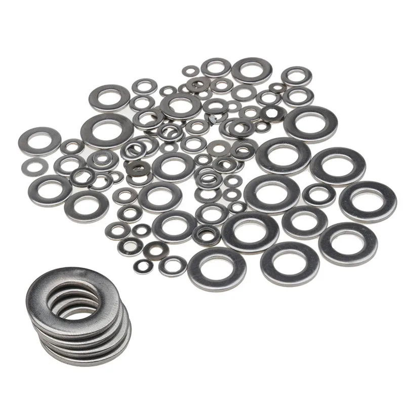 105 шт. 304 шайбы из нержавеющей стали Метрические плоские Пружинные прокладки и