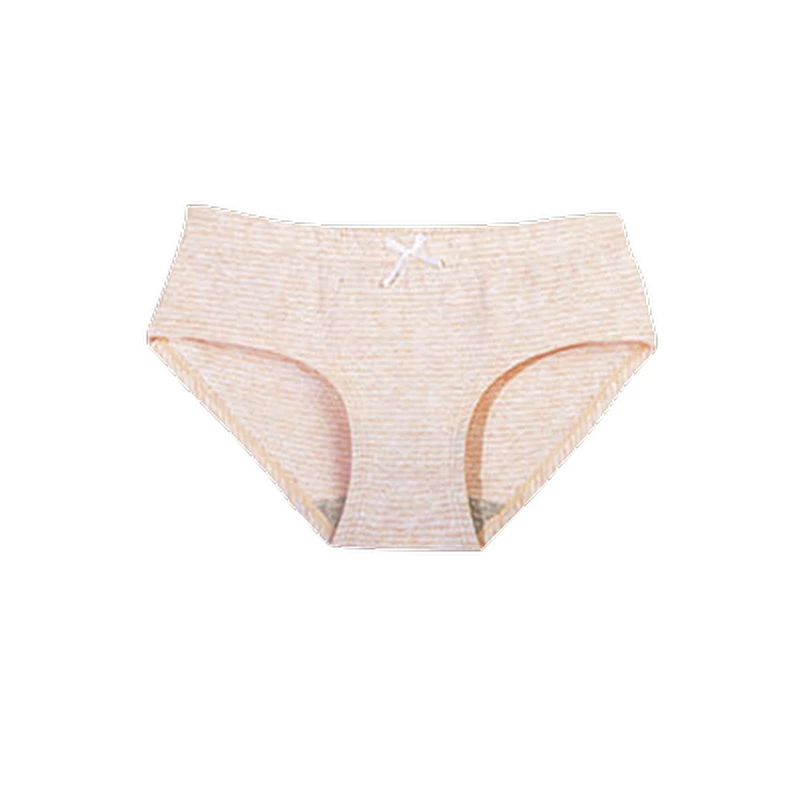 2 шт./партия, хлопковые трусики с бантом, женские бесшовные трусы средней талии, мягкое нижнее белье полосатые трусы, дышащие трусики для девушек - Цвет: Nude