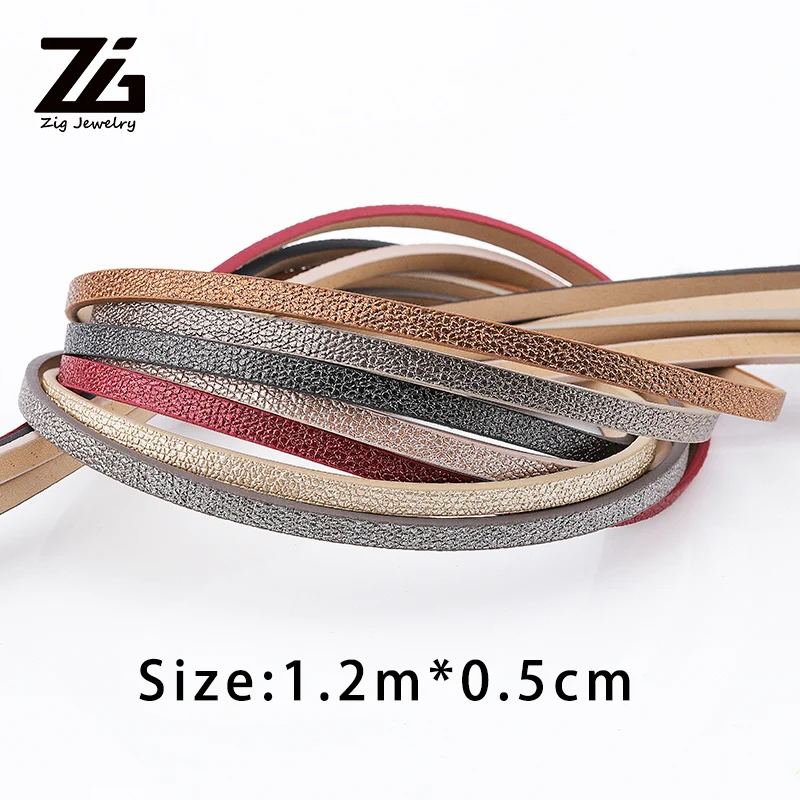 ZG 5MM Flat PU Leather Cord Rope Handmade Diy Jewelry Findings Accessories Fashion Making Materials for Bracelets | Украшения и