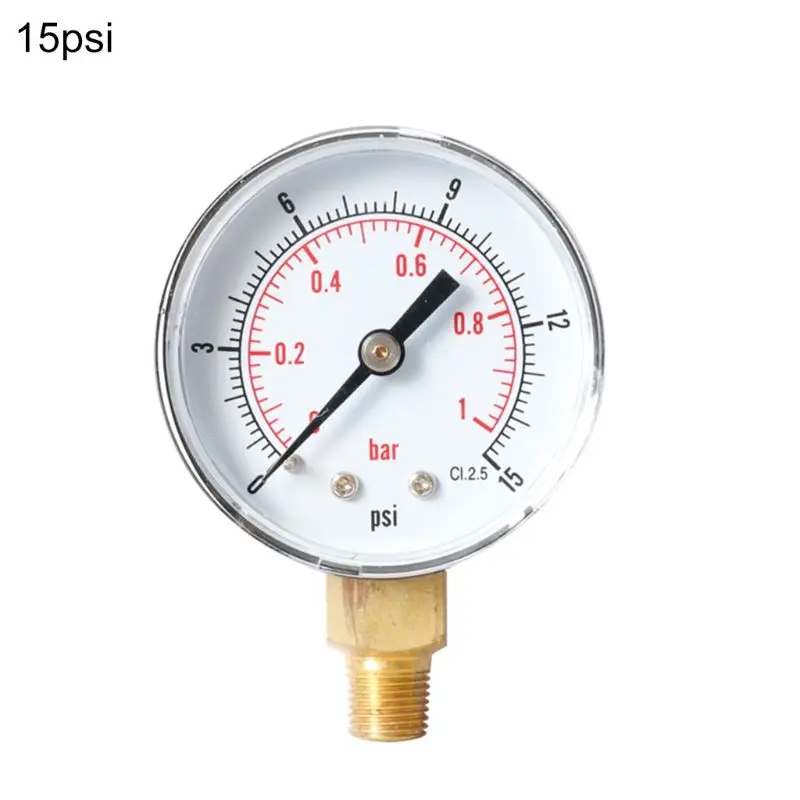 Манометр 52 мм Циферблат 1/" BSPT вертикальный 0/15, 30,60, 100160300 PSI и бар нижний крепление