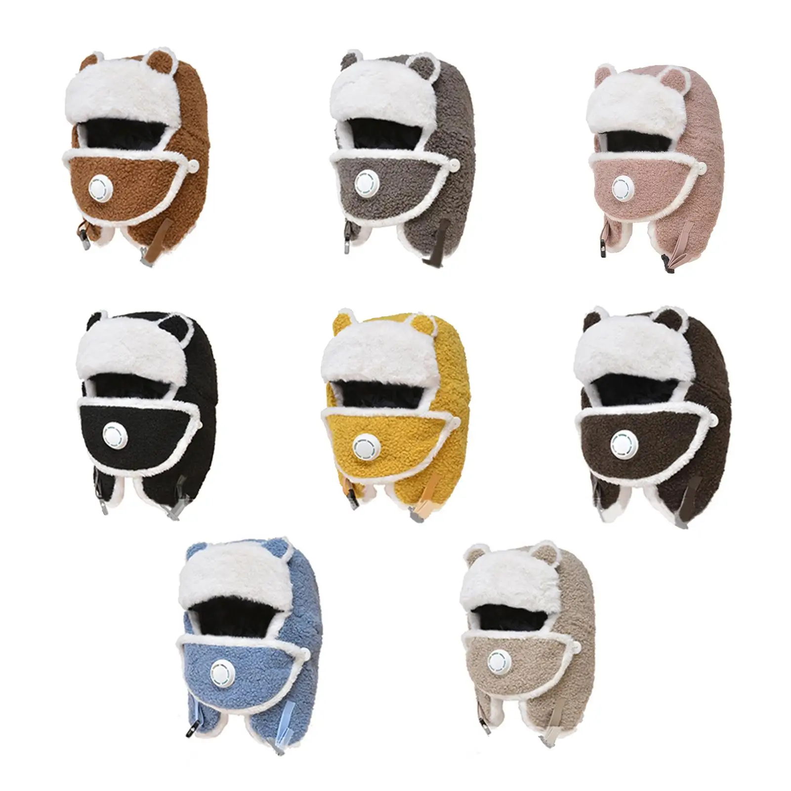 

Kids Winter Plush Liner Flap Hat Lei Feng Cap Face Cover Outdoor Warmer Set