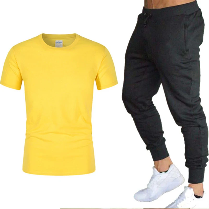 

2021 Summer Fashion Leisure brand Men's Set Tracksuit Sportswear Tracksuits Mens Sweatshirt Short Sleeves T shirt 2 piece set