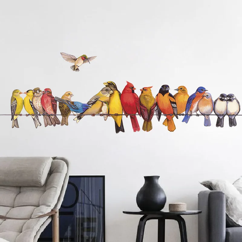 

Creative Colorful Bird Wall Sticker Home Decor Bedroom Living Room Sticker Wall Decor Self-adhesive Wallpaper Aesthetic poster