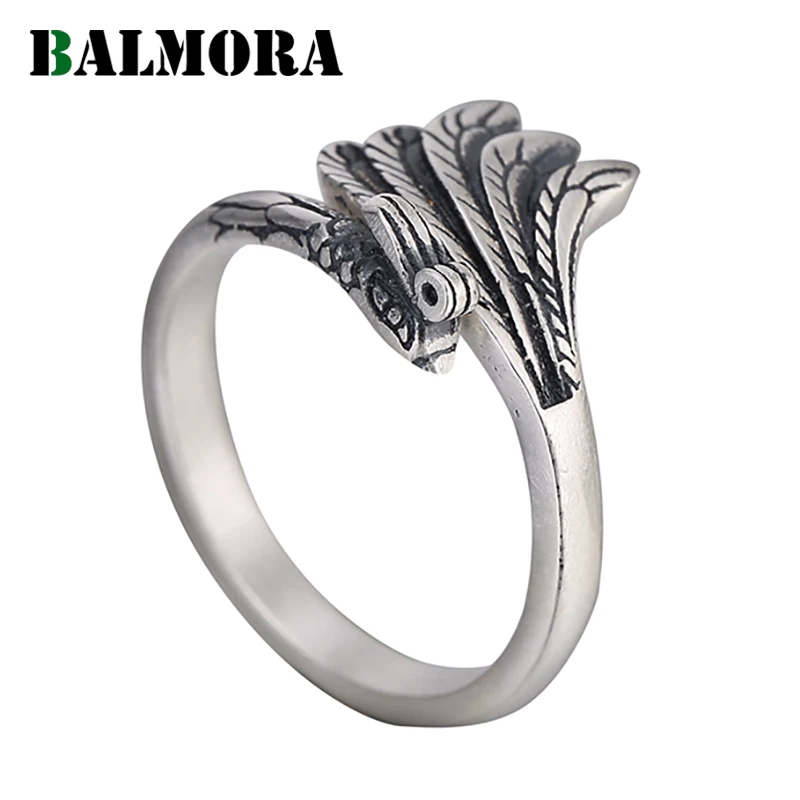 BALMORA 990 чистое серебро Феникс животное роскошные открытые кольца для женщин друг любовник кольцо Ретро мода ювелирные изделия Anillos JWR3040