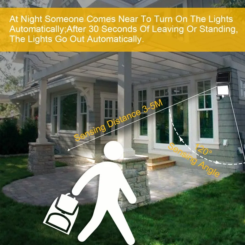 100 светодиодный солнечный светильник на открытом воздухе движения Сенсор