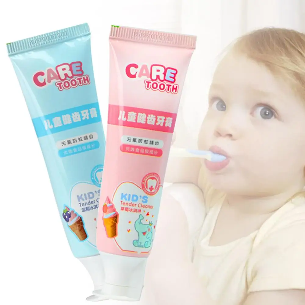 

Kids Fruit Toothpaste Anticavity Toothpasts Fluoride Free Blueberry or Strawberry Flavor Teeth Cleaning Oral Care