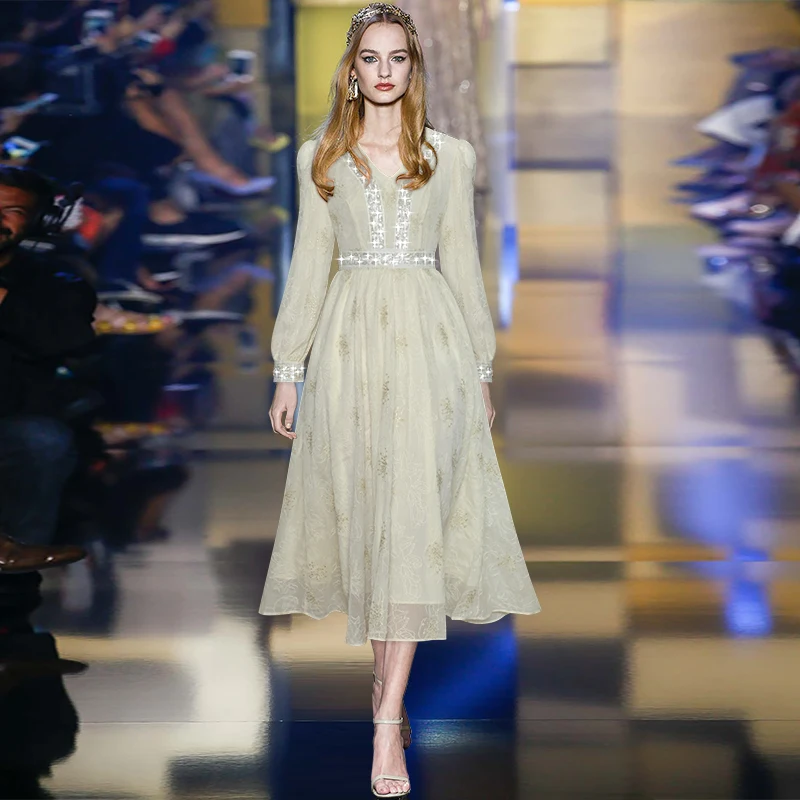 

Женское платье с V-образным вырезом, длинным рукавом и блестками