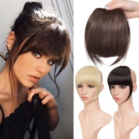 snoilite clip in bangs hair extensions black brown blonde fake fringe hairpiece 18colors synthetic blunt bangs for women