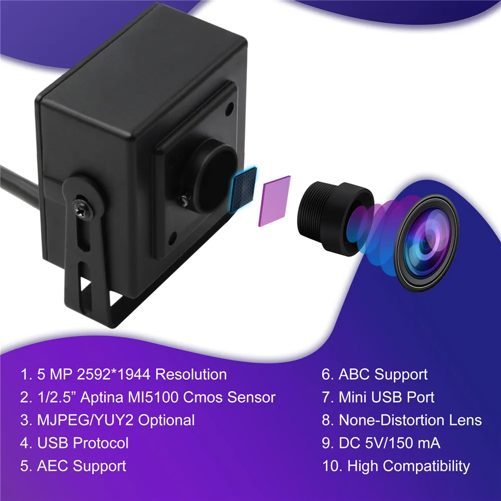 OEM 5-мегапиксельная Full HD USB-камера с высоким разрешением мини-веб-камера микро USB и