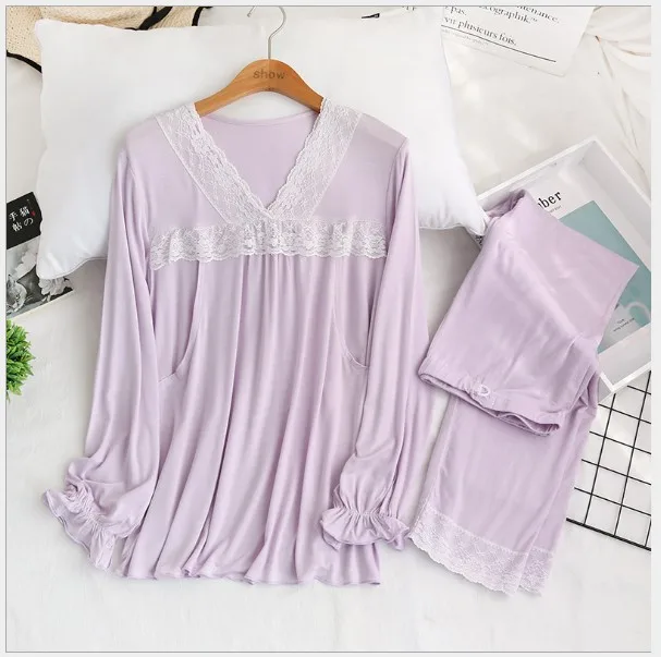 2 шт. Женская Хлопковая пижама с длинным рукавом и шорты | Мать ребенок