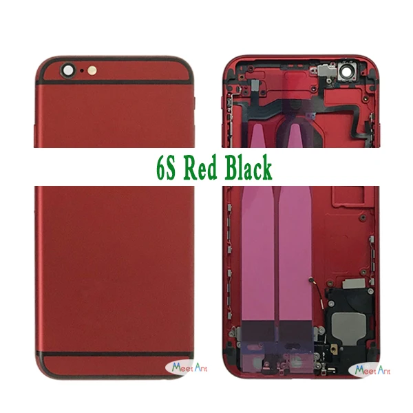 Высокое качество для iphone 6 6G или 6S Задняя средняя рамка Шасси Полный Корпус в сборе крышка батареи задняя дверь с гибким кабелем - Цвет: 6S Red Black