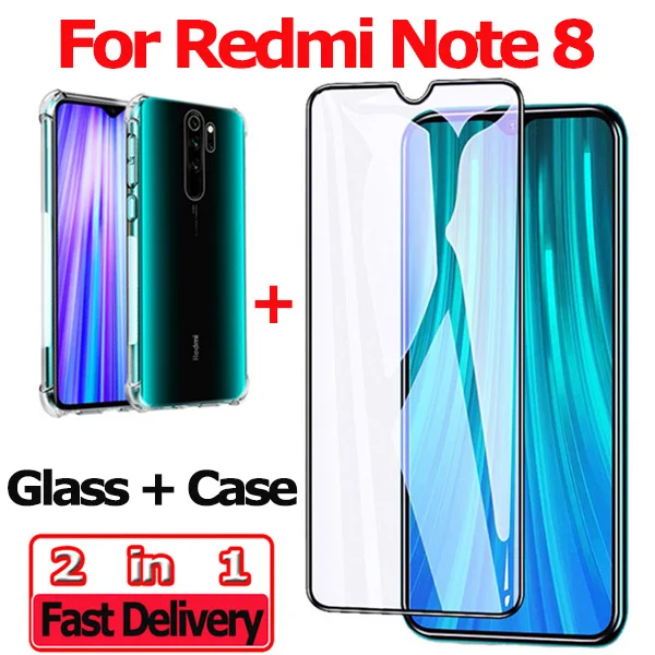 Note 8 Glass Case Стекло+ чехол Xiaomi Redmi Note 8 Pro закаленное стекло Xiaomi Note 8 камера защитная пленка на Redmi Note 8Pro защитное стекло сяоми редми ноут 8 про защитное стекло ксиоми редми нот 8 про стекло Redmi Note 8 glass - Цвет: Note 8 Glass Case