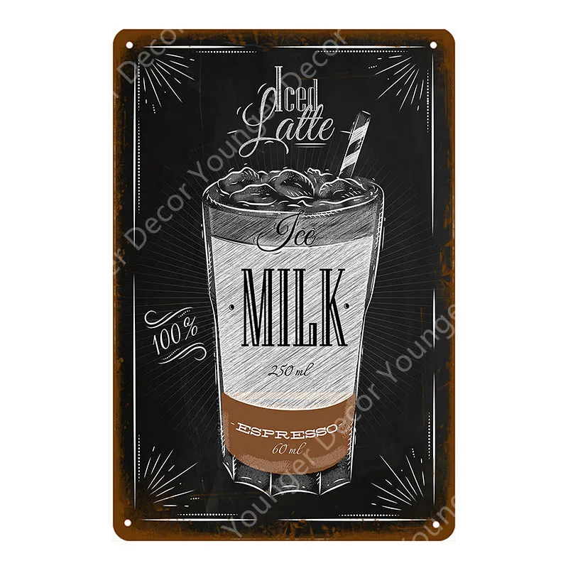 YD3757EI Кофе плакат со льдом чай металлические знаки мокко эспрессо Glace латте молоко Настенная роспись табличка для бара клуб Кафе Магазин домашний декор YI-107 - Цвет: YD3757EI