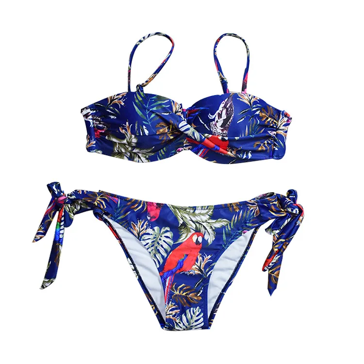 

Floral Print Bikini Female Swimswear Bandeau Biquini Bandage Swimsuit Women Bathing Suit Push Up Bikini Set Sexy Bikinis 2020