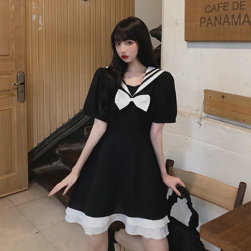 Платье Лолиты размера плюс с матросским воротником и оборками женские милые