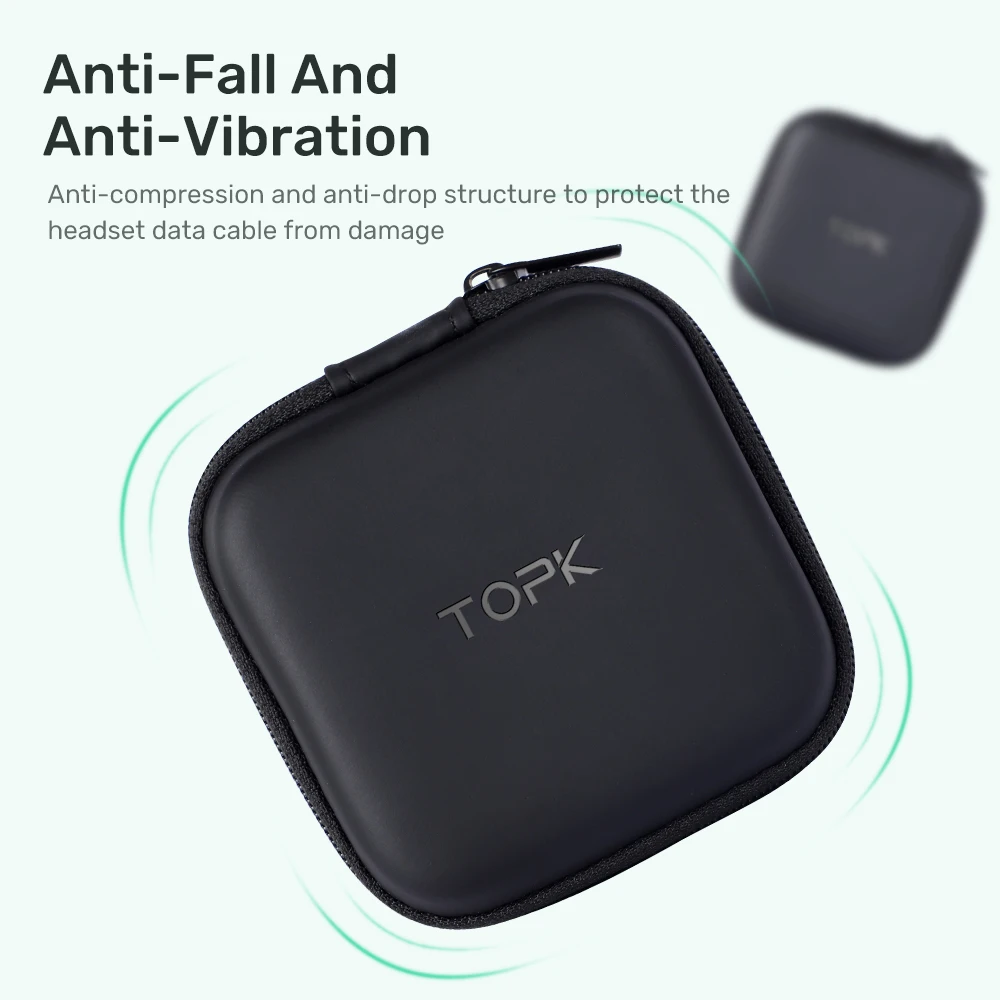 Topk J07 Earphone Case Hard Headphone Bag Waterproof Cable Protector for Airpods Earpods Wireless Bluetooth Accessories | Электроника
