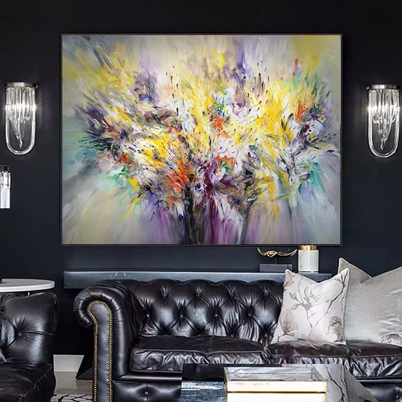 Goede 100% Hand Geschilderd Abstract Flower Art Olieverfschilderij Wall Art Frameloze Foto Decoratie Voor Live Kamer Home Decor Gift